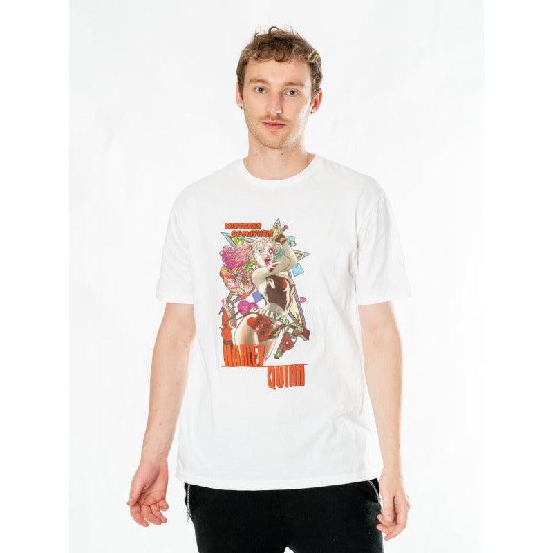 Harley Quinn White Adult Anime Mayhem T-Shirt DC